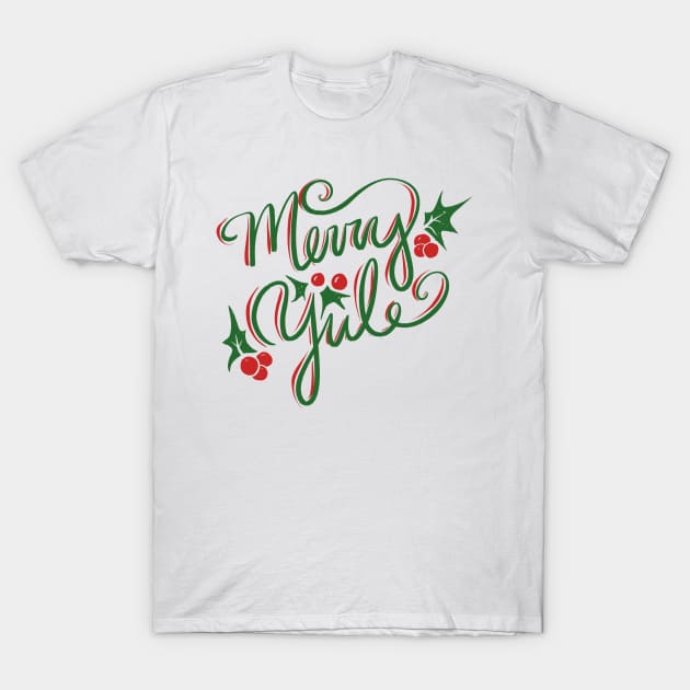 Merry Yule Yuletide Holly T-Shirt by bubbsnugg